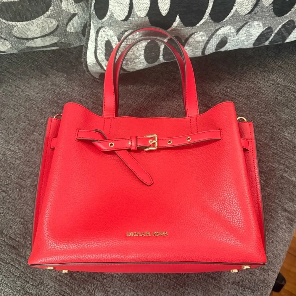 NWT- Michael Kors Red Satchel with Gold Hardware